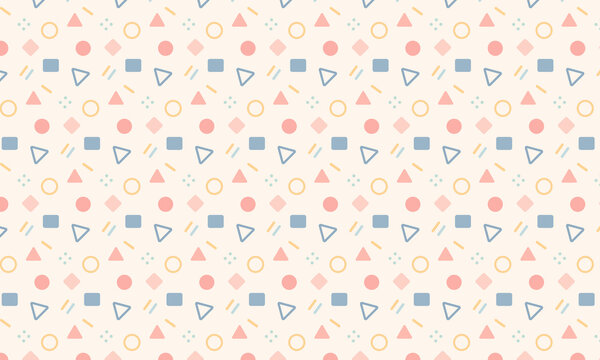 Geometric seamless pattern, geometric pattern, seamless pattern, pattern texture with triangle circle square shapes, repeat pattern for textile fabric wrapping paper wallpaper surface design. vector 