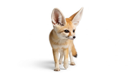 Fototapeta premium Cute fennec fox standing isolated on clean white studio background
