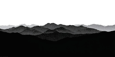 An abstract 3d animation of white snow covered mountain peaks isolated against a black landscape at sunrise as if crafted from nature on paper © MAFUZA BEGUM