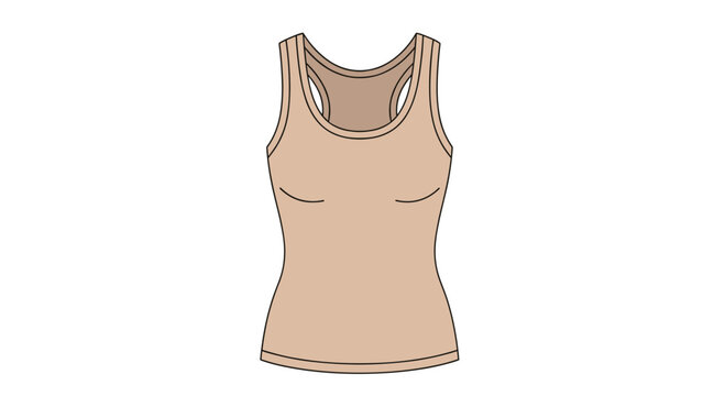 Simple beige tank top, designed with a comfortable racerback style, an essential and versatile women's undershirt for everyday wear.