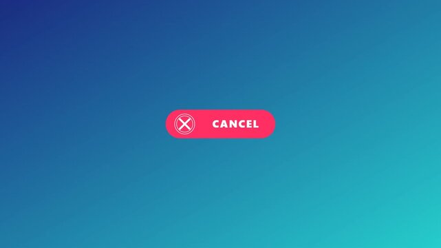 Dynamic cancel button animation showcasing interactive user interface elements and feedback states on a vibrant blue-green gradient background