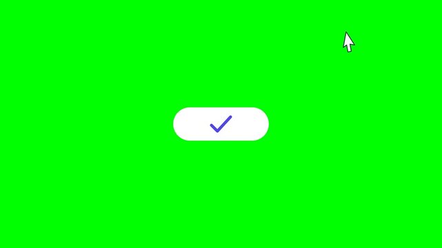 Dynamic user interface interaction on a bright green chroma key background showing multiple 'OK' button clicks and a successful toggle switch