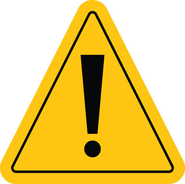 A standard hazard warning symbol featuring a black exclamation mark inside a yellow triangle with a black border. This universal icon represents caution, danger, attention, or safety alerts.