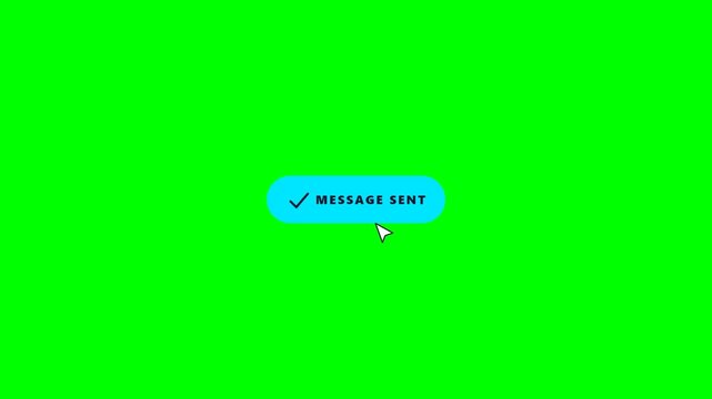 An animated user interface element showcasing a responsive contact us button click event which then transforms into a message sent confirmation on a