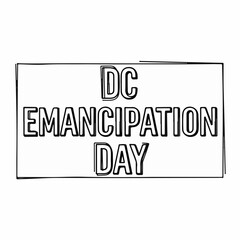 Obraz premium DC Emancipation Day Hand-Drawn Outline Text Vector Illustration for Commemorative Events and Historical Celebrations