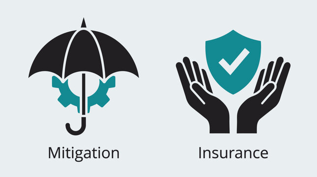 Vector graphic illustration of business risk management concepts mitigation and insurance