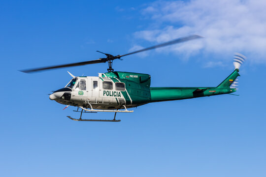 Policia Colombia Bell 212HP helicopter at Medellin airport in Colombia
