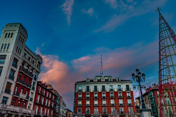 Valladolid ciudada europea de España centrla en invierno al anochecer 