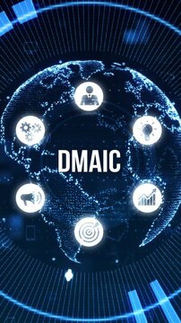 DMAIC, Six Sigma. Define, Measure, Analyse, Improve, Control. Standard quality control and lean manufacturing concept.