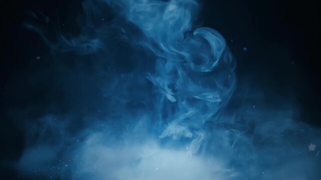 Mysterious Dancing Figures in Blue Fog.
