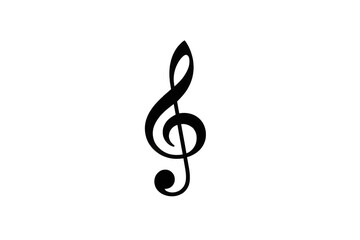 Obraz premium Black treble clef symbol representing music, harmony, sound, melody, and rhythm, with a transparent alpha background