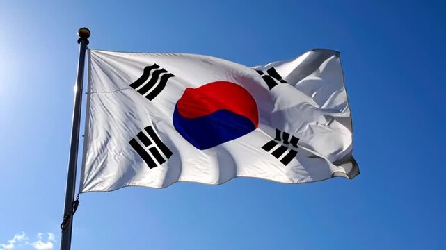 South Korean flag waving freely.