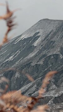 Close-Up of Volcanic Erosion Gullies on Mount Bromo Slopes, Bromo Tengger Semeru National Park, East Java Indonesia