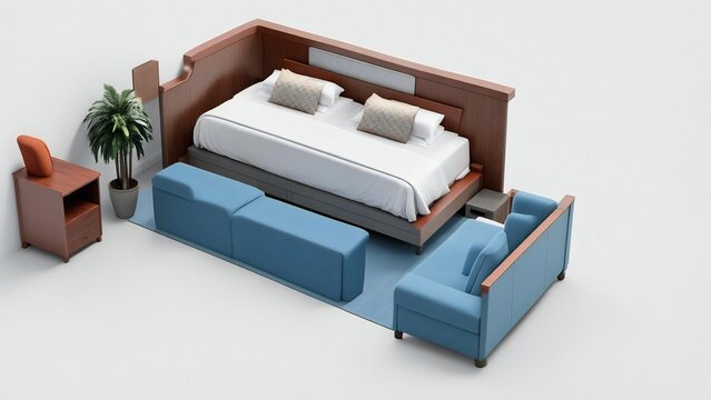 Modern compact living space with murphy bed and seating