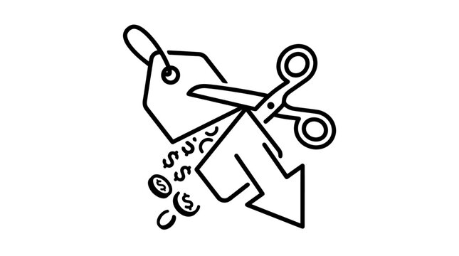 Cutting Price Tag with Scissors Cost Reduction Concept