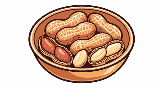 A bowl brimming with roasted peanuts, some in their shells