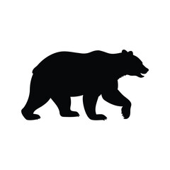 Fototapeta premium Black and white silhouette of a bear walking, detailed vector illustration design, bear running silhouette vector illustration