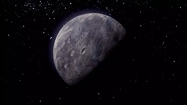 Planets generated Ceres with full night sky and planet movement horizontal all the video in space