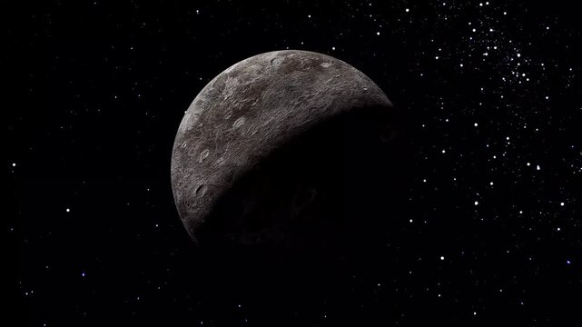Planets generated Ceres with full night background horizontal all the video with celestial movement
