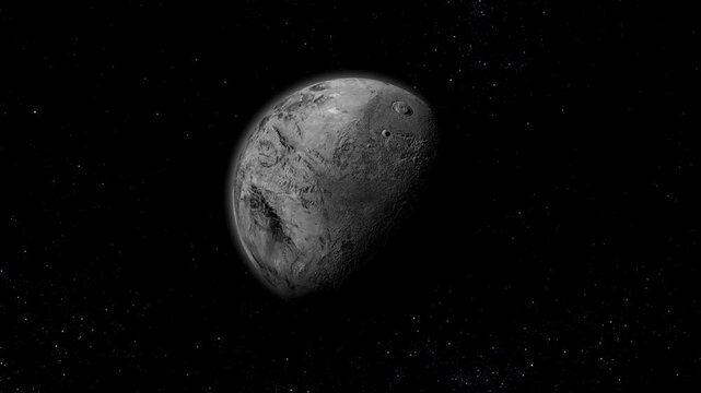 Planets generated haumea planet with full night sky and space rotation horizontal all the video with glowing planets