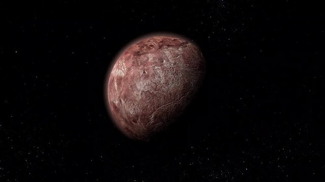 The black sky with planet makemake in the galaxy horizontal all the video showcasing cosmic motion