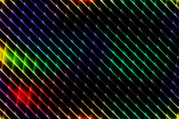 Abstract neon diagonal lines background with vibrant rainbow gradient glow, colorful luminous...
