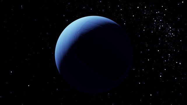 The blue nap tune planet on the black stray background horizontal all the video with cosmic uranus blue planet effects