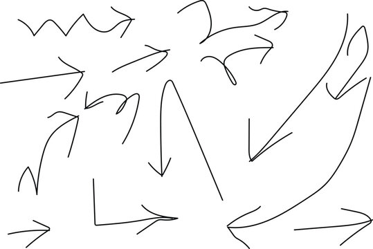 A collection of hand drawn arrows on a white background