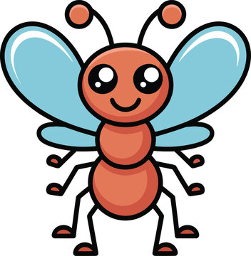 Cute firefly vector illustration, cartoon lightning bug character flying isolated on white background, glowing insect flat design