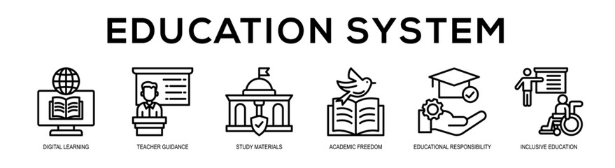 Obraz premium Education System web banner illustration concept