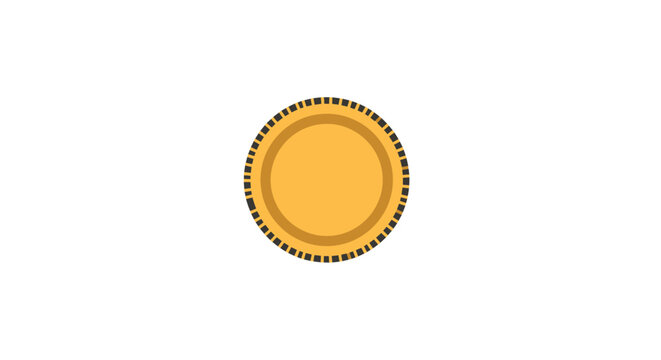 Yellow coin with black dots.