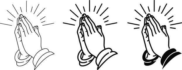 Fototapeta premium Black and white line of three hands with different finger positions fingers spread fingers curled