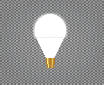 Modern glowing LED light bulb bayonet base on transparent background