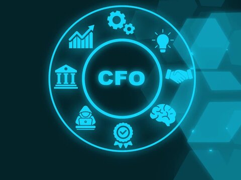 Business, Technology, Internet and network concept. virtual screen of the future and sees the inscription: CFO..