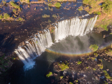 Beautiful view to Igua&ccedil;u waterfalls between Brazil and Argentina