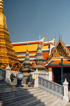 Temple architecture, golden chedi at Grand Palace Bangkok