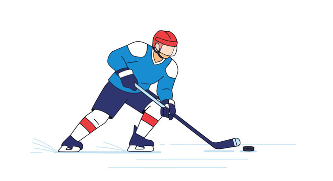 Ice Hockey Player in Blue Jersey.