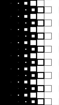 Futuristic Square Pixel Vertical Transition on Black and White Background. 4K