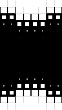 Abstract Geometric Pixel Transition Technology on Black and White Background. 4K