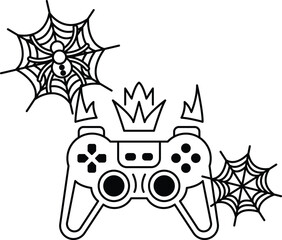 Gamepad wears crown, surrounded by spooky webs © toonsteb