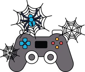 Game controller wrapped in spiderwebs © toonsteb