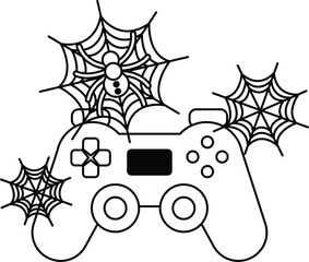Game controller wrapped in spiderwebs © toonsteb