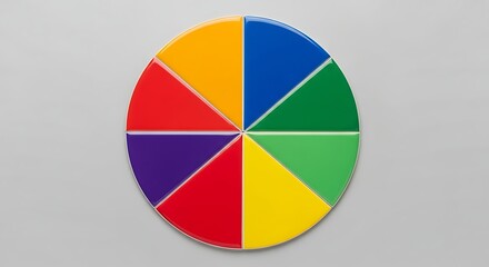Obraz premium A circular diagram divided into eight equal segments of vibrant and distinct glossy colors