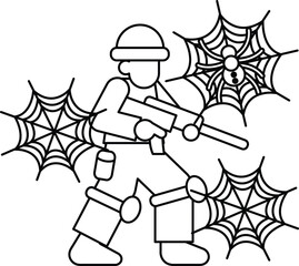 Obraz premium Soldier stands ready, armed and alert