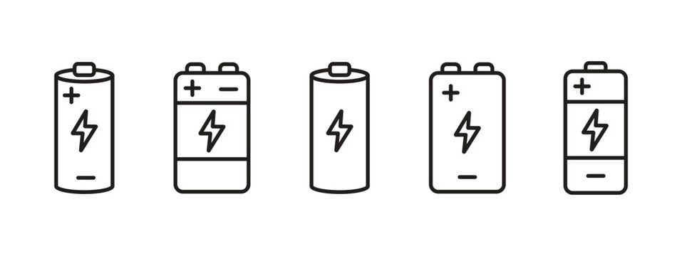 Set of battery cell icon set power electricity and energy symbol. vector illustration.