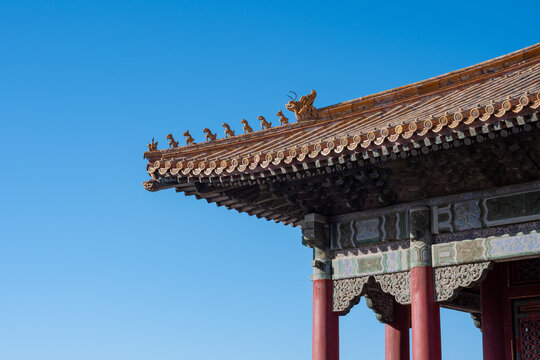 Eaves and Brackets of Forbidden City, Oriental Ancient Architecture Aesthetics