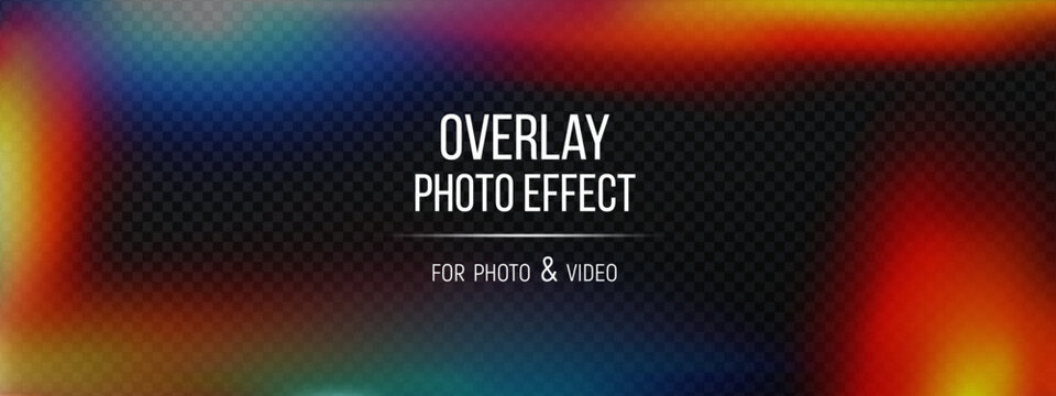 Leak background overlay and effect camera flare with photo film filter. Light gradient picture and edge lens holographic with movie bokeh color. Glitch effect blue and green leak blur.