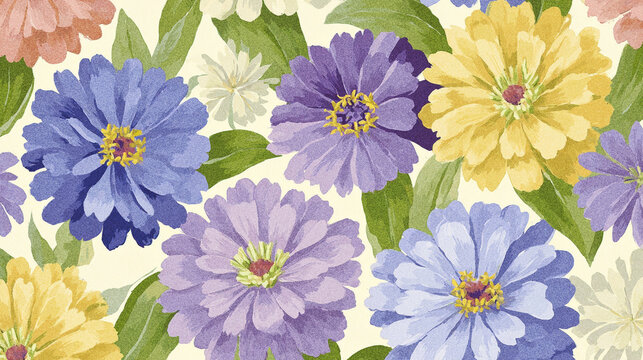 Purple Blue Floral Seamless Botanical Pattern Soft Background Modern 2026 Commercial