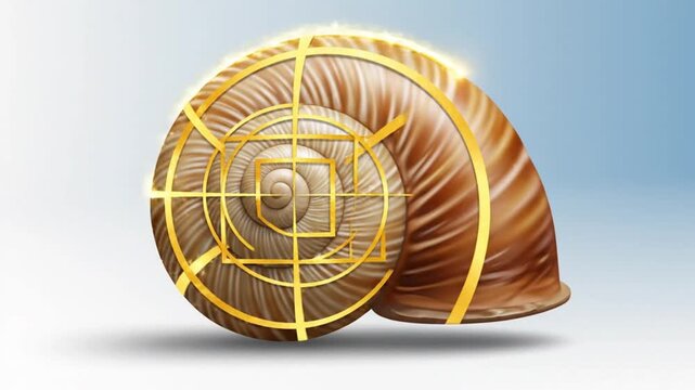 A video showcasing a snail shell in a serene natural setting with a vibrant blue background
