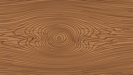 Fototapeta premium Realistic wood grain texture fills the frame with intricate concentric rings and wavy lines in warm brown and tan earthy tones.